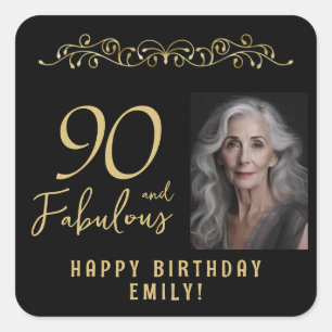 Sticker Carré 90 et fabuleux ornement d'or 90e anniversaire Phot