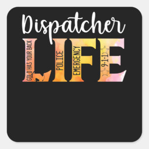 Sticker Carré 911 Police Emergency Dispatcher Life Gold
