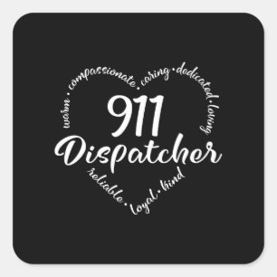 Sticker Carré 911 répartiteur, répondeur, police, mince ligne bl