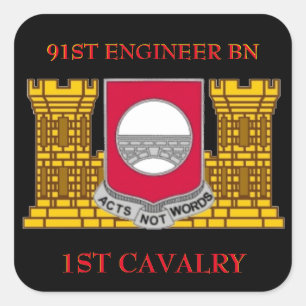 STICKER CARRÉ 91E BATAILLE D'INGÉNIEURS 1ER BATTALION DE CAVALER