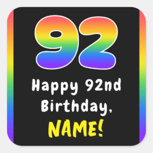 Sticker Carré 92e anniversaire : Rainbow Spectrum # 92, Nom pers