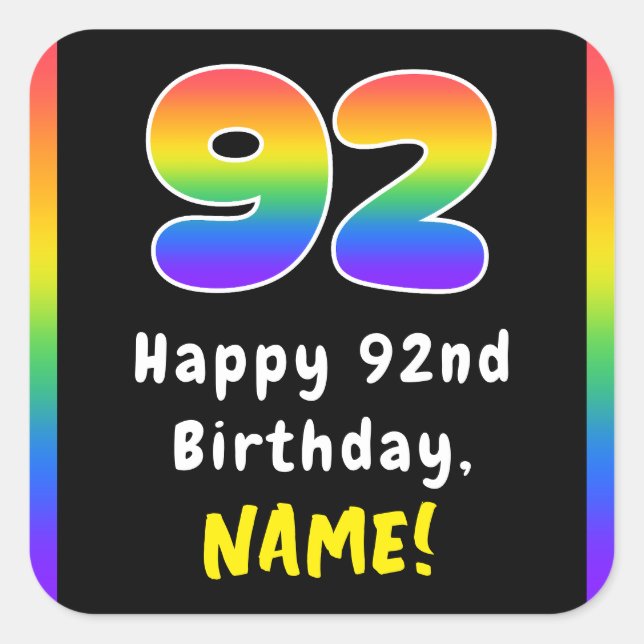 Sticker Carré 92e anniversaire : Rainbow Spectrum # 92, Nom pers (Devant)