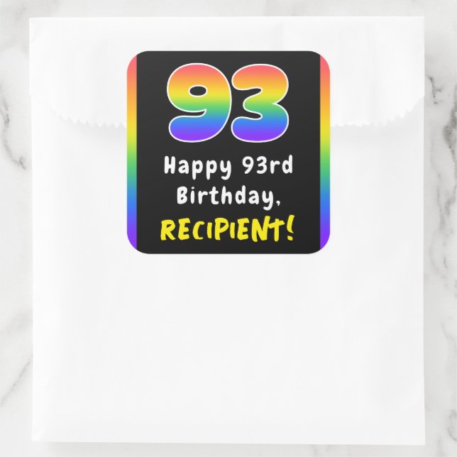 Sticker Carré 93e anniversaire : Rainbow Spectrum # 93, Nom pers (Sac)