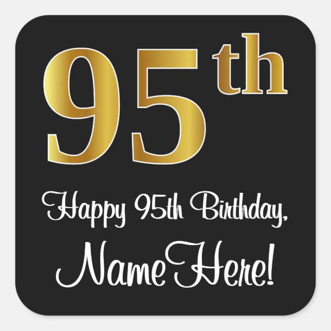 Sticker Carré 95th Birthday - Elegant Luxurious Faux Gold Look # (Devant)