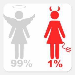 Sticker Carré 99% Angel 1% Femme diabolique