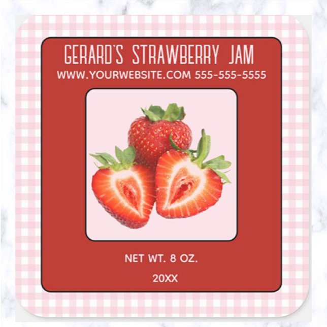 Sticker Carré à confiture de fraises modifiable (Créateur téléchargé)