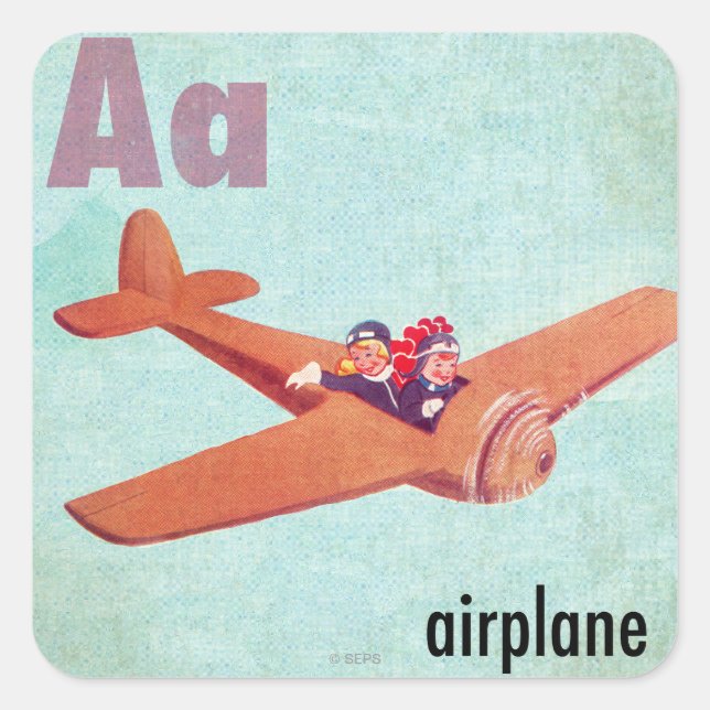 Sticker Carré A est pour avion (Devant)
