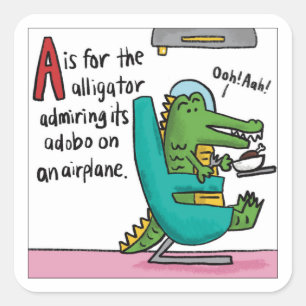 Sticker Carré A est pour le T-Shirt Adobo Alligator
