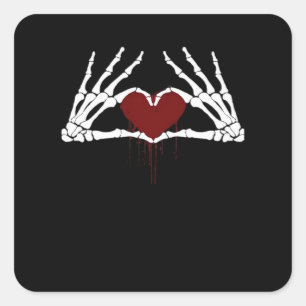 Sticker Carré À la mort - Squelette Mains de coeur