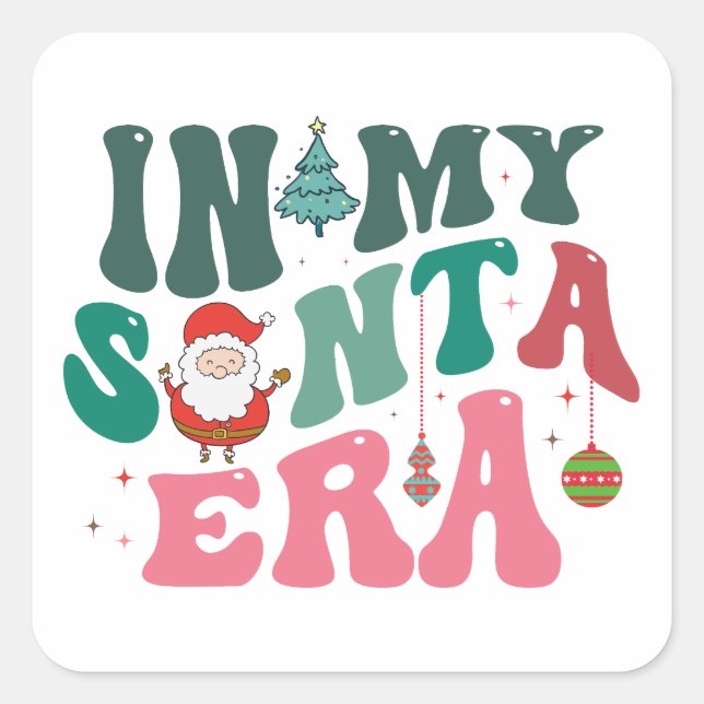 Sticker Carré À l'ère de ma Père Noël - Noël rétro (Devant)