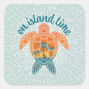 Sticker Carré À l'heure de l'île Conception de tortues de mer co