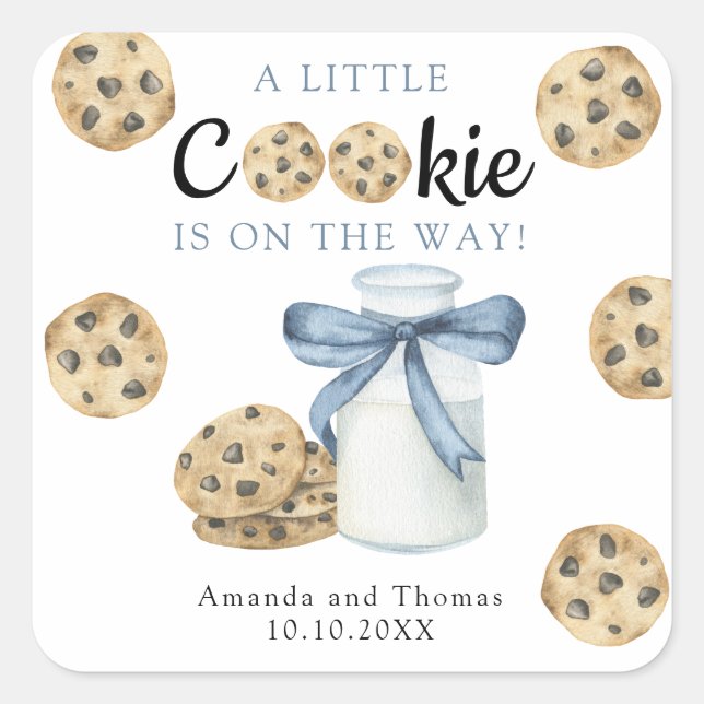 Sticker Carré A Little Cookie is on the way Baby shower (Devant)