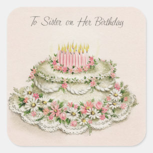 Sticker Carré À Soeur Sur Son Style Vintage Anniversaire