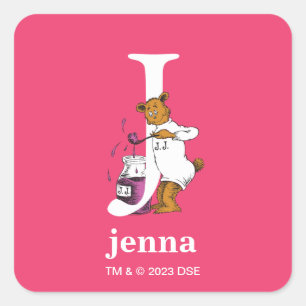 Sticker Carré ABC du Dr Seuss : Lettre J - Blanc   Ajouter Votre