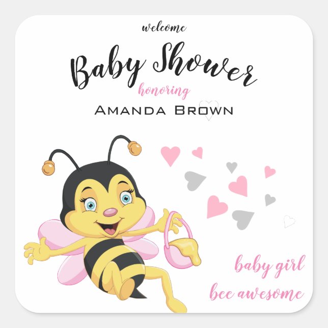 Sticker Carré Abee Awesome Baby Girl Douche | (Devant)