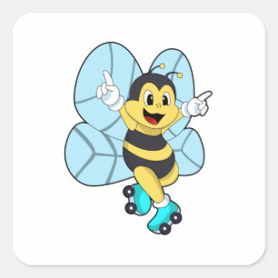 Sticker Carré Abeille à roulettes