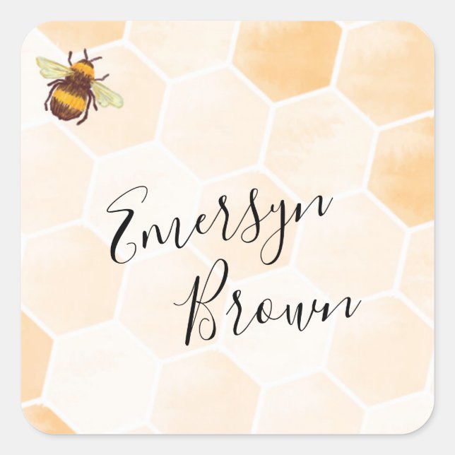 Sticker Carré Abeille aquarelle (Devant)