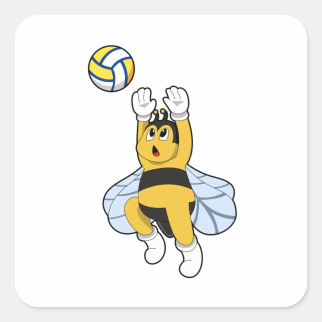 Sticker Carré Abeille aux sports de volley-ball (Devant)