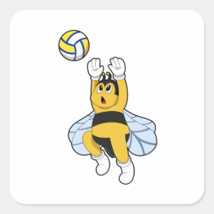 Sticker Carré Abeille aux sports de volley-ball