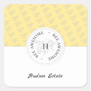 Sticker Carré Abeille Awesome Miel d'argent Bee Personnalisé Mon