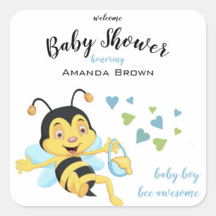 Sticker Carré Abeille Bébé Magnifique Douche garçon  