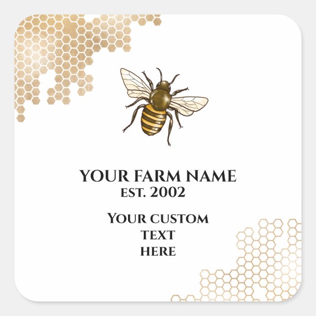 Sticker Carré Abeille de miel Abeille apiculteur Apiariste abeil (Devant)