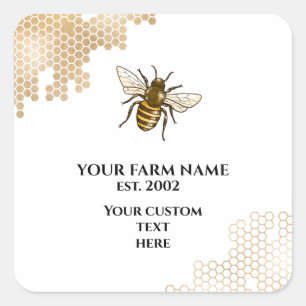 Sticker Carré Abeille de miel Abeille apiculteur Apiariste abeil