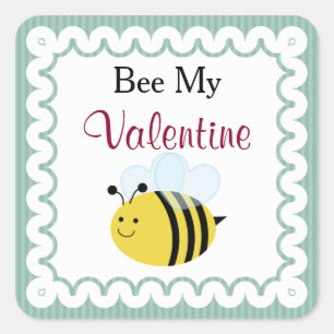 Sticker Carré Abeille Ma Valentine, Abeille Mignonne, Grandes Ve