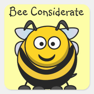 Sticker Carré Abeille mignonne Considéré Livre Jaune Nom Plaque