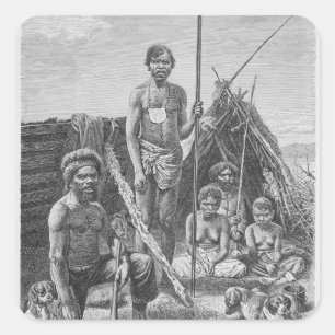 Sticker Carré Aborigènes du Queensland gravés d'une photograph