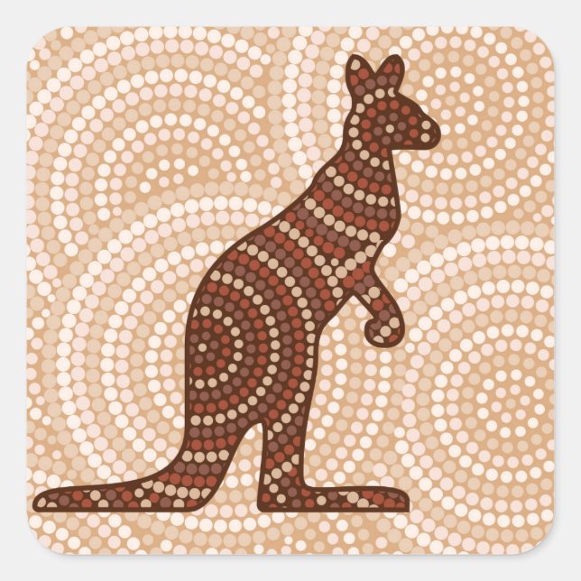 Sticker Carré Aboriginal kangaroo dot painting (Devant)