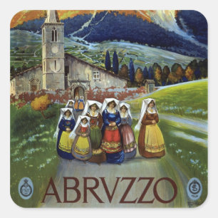 Sticker Carré Abruzzes Italie Art de l'affiche de voyage vintage