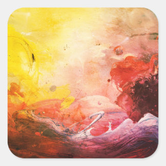 Sticker Carré Abstract Cosmic Universe Painting Fiery Colors