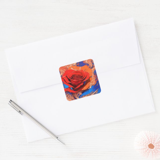 Sticker Carré Abstrait artistique Rose marbré (Enveloppe)