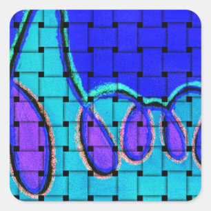 Sticker Carré Abstrait bleu français avec texture tissée