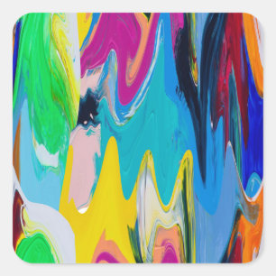 Sticker Carré Abstrait coloré, aquarelle flou de mouvement.