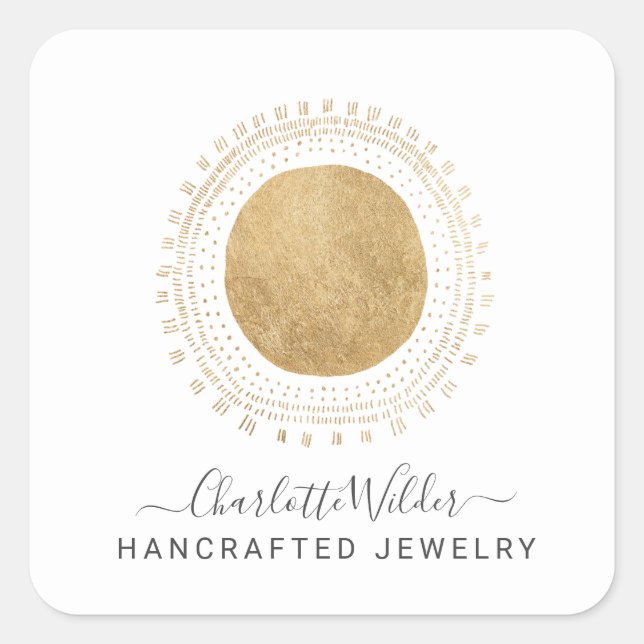 Sticker Carré Abstrait Gold Sun produit Faux Foil artisanal (Devant)