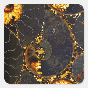 Sticker Carré Abstrait Nautilus motif jaune or