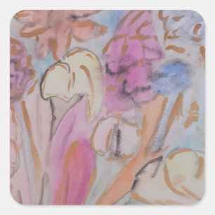 Sticker Carré Abstrait Pastel Floral