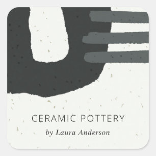 STICKER CARRÉ ABSTRAITE TEXTURE CÉRAMIQUE NOIRE BLANC SPECKLED
