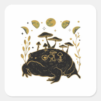 Sticker Carré Academia Moon Witchy Goblincore Aesthetic Frog Cla