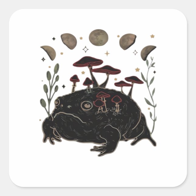 Sticker Carré Academia Moon Witchy Goblincore Aesthetic Frog Cla (Devant)