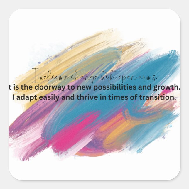 Sticker Carré Accepter le changement et l'affirmation de soi (Devant)