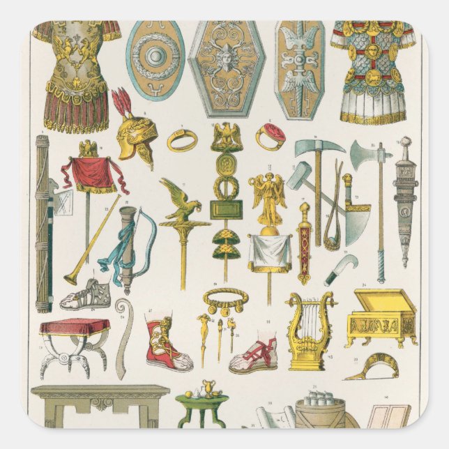 Sticker Carré Accessoires romains (Devant)