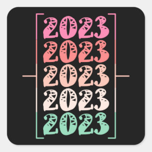 Sticker Carré Accueil coloré 2023 Bonne année