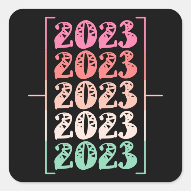 Sticker Carré Accueil coloré 2023 Bonne année (Devant)