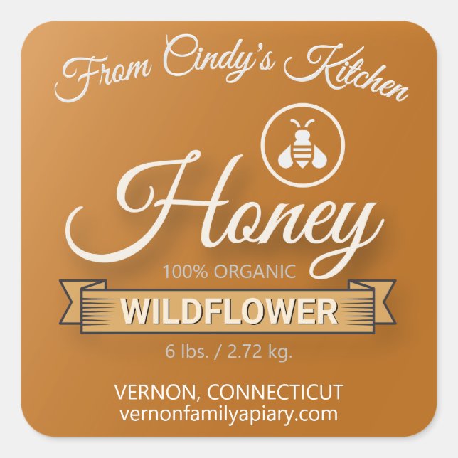 Sticker Carré Accueil Cuisine Golden Amber Honey Jar (Devant)