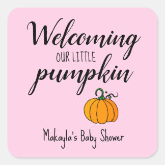 Sticker Carré Accueil de notre petit Baby shower Citrouille