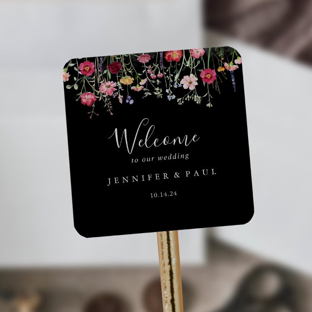 Sticker Carré Accueil du Mariage Fleur sauvage de jardin multico (Créateur téléchargé)