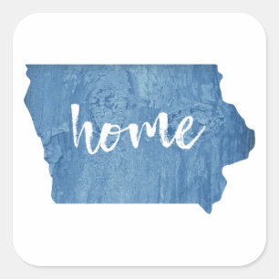 Sticker Carré Accueil Iowa Grain de Bois
